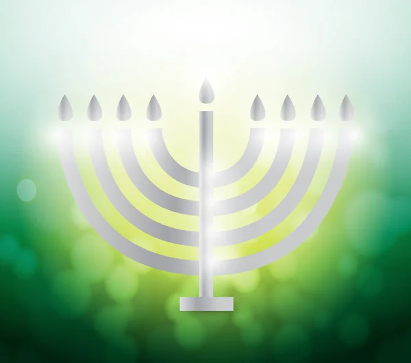 Hanukah candles over a colorful green illustration — Stock Photo, Image