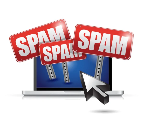 Laptop con illustrazione di un messaggio spam — Foto Stock