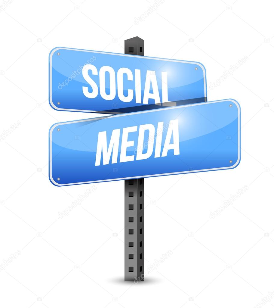 social media road sign illustration design