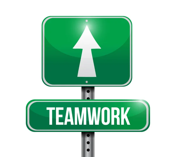 Teamwork road sign illustration design — Stock Photo, Image