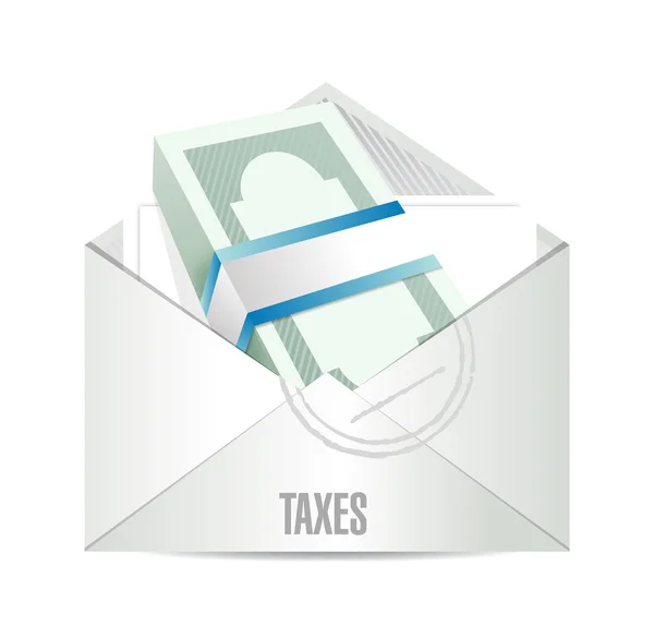 Dollar bills taxes mail illustration design — Stock Photo, Image