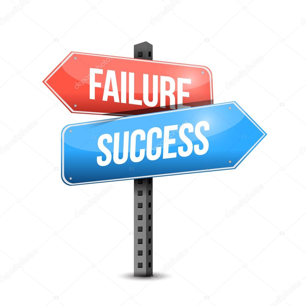 failure versus success road sign illustration