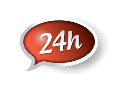 24 saat destek mesajı kabarcık illüstrasyon