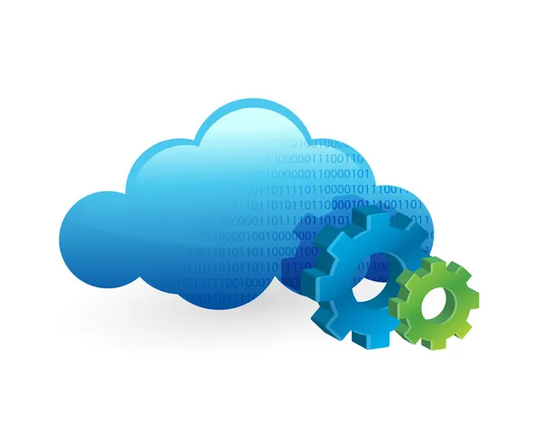 Cloud computing and working gears. illustration — Stock Photo, Image