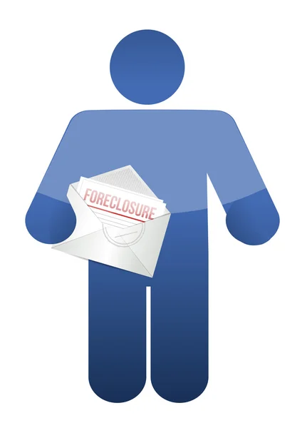 Guy holding a foreclosure letter. illustration — Stock Photo, Image