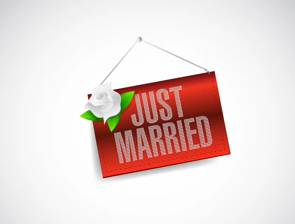 Just married hanging banner sign illustration — Stock Photo, Image