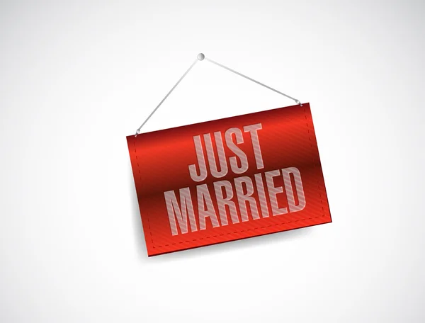 Just married hanging banner sign illustration — Stock Photo, Image