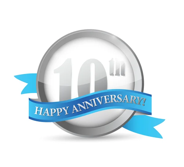 10th anniversary seal and ribbon illustration — Stock Photo, Image