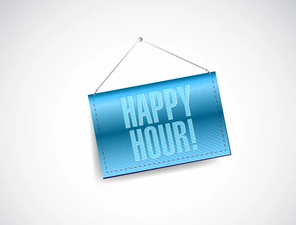 Happy hour hanging banner illustration — Stock Photo, Image