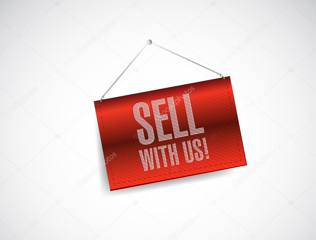 sell with us red banner illustration design