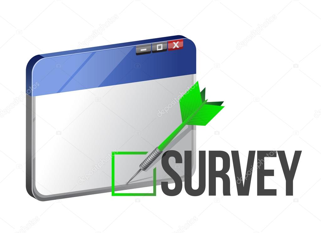 A web browser window shows the word Survey