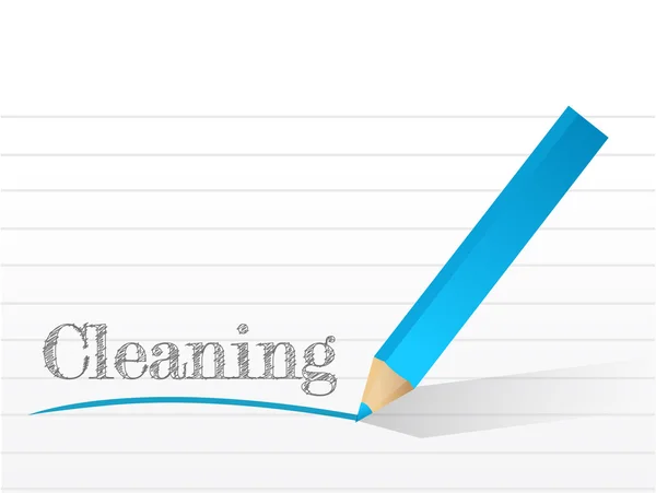 Cleaning written on a piece of notepad paper. — Stock Photo, Image