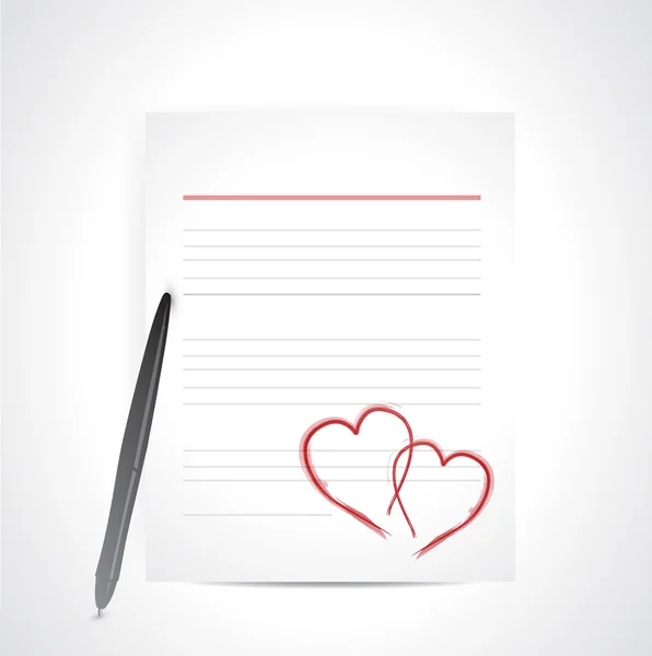 恋人の手紙およびペン。イラスト デザイン — ストック写真