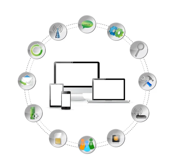 Technology network connection tools. illustration — Stock Photo, Image