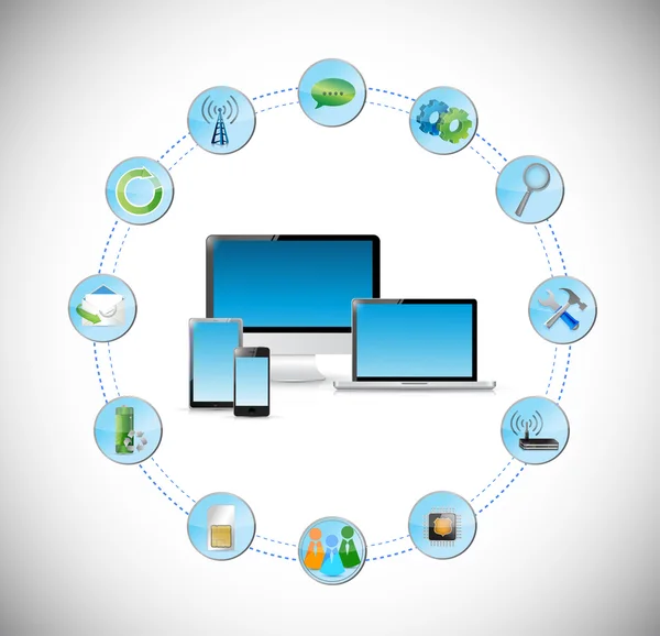 Technology network connection tools. illustration — Stock Photo, Image