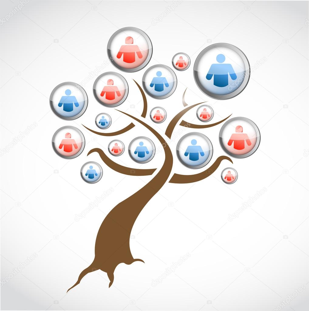 social network media tree illustration design
