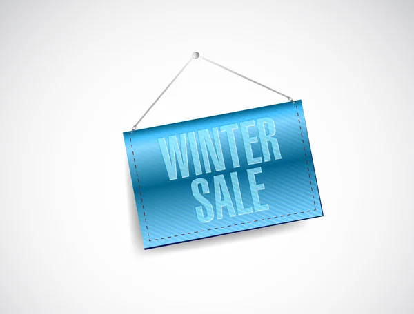Venta de invierno azul colgante banner ilustración — Foto de Stock