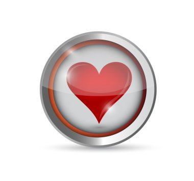 düğme ve kırmızı kalp illüstrasyon tasarımı