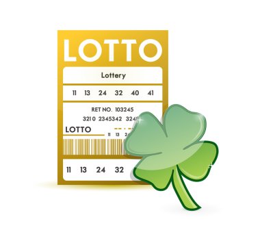 Loto kuponu ve lucky clover illüstrasyon
