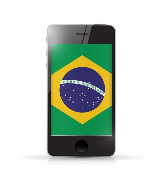 Телефон с рисунком флага Бразилии — стоковое фото