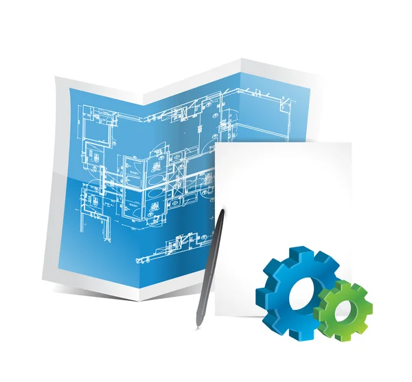 Industrial gear blueprints illustration design — Stock Photo, Image