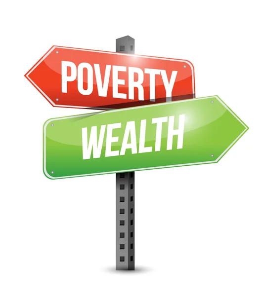Fattigdom rikedom road tecken illustration — Stockfoto