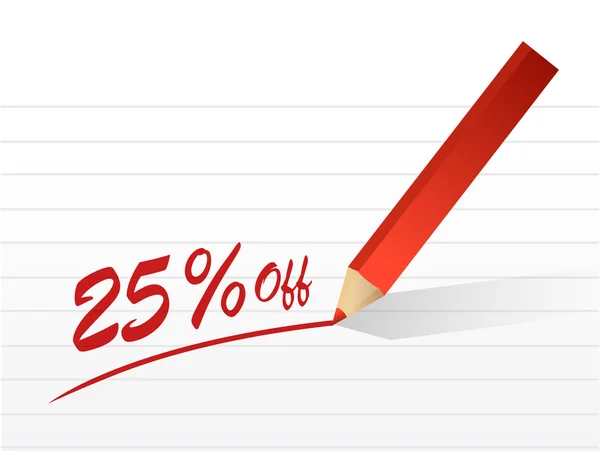 25 percentage off written on a piece of paper. — Stock Photo, Image
