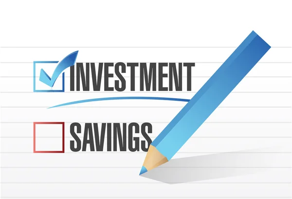 Investment over savings. checkmark illustration — Stock Photo, Image