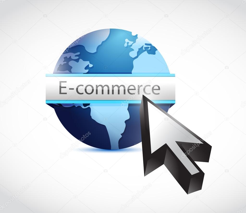 e commerce globe and cursor illustration
