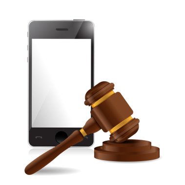 telefon ve hukuk illüstrasyon çekiç