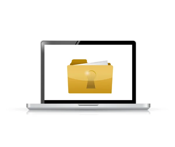 Laptop and folder security illustration design — Stock Photo, Image