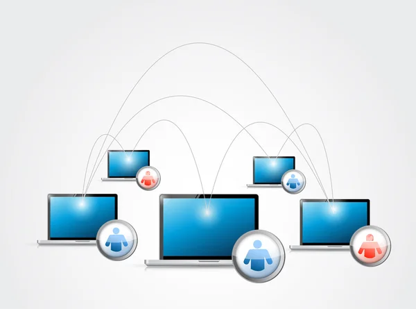 Mediów społecznych sieci podłączenia laptopa — Zdjęcie stockowe