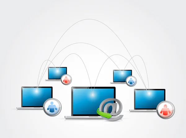 Illustrazione del segno della rete di connessione multimediale online — Foto Stock