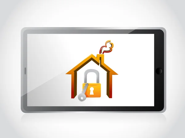 Tablette und Home Security Konzept Illustration — Stockfoto