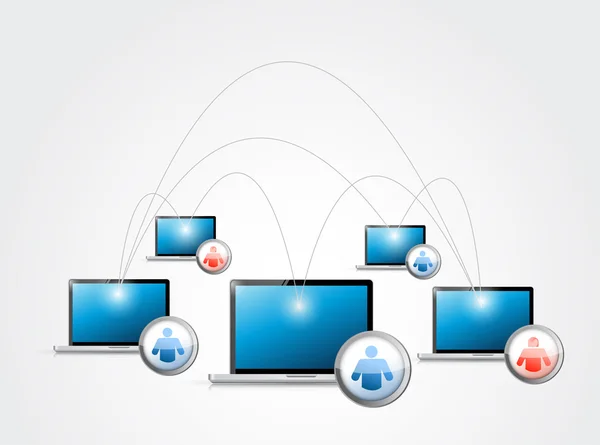 Social media network laptop connection — Stock Photo, Image