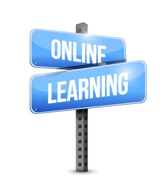 öğrenme Online yol işareti illüstrasyon tasarımı