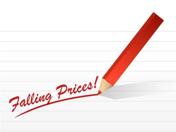 Falling prices written on a white piece of paper — Stock Photo, Image