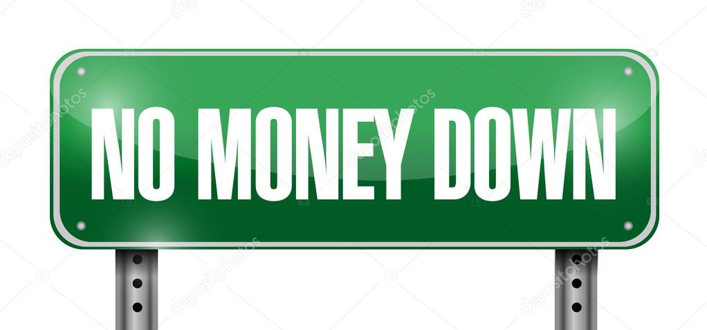 no money down road sign illustration design