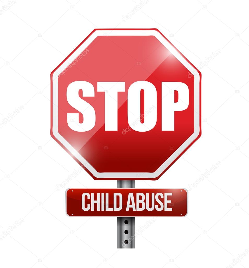 stop child abuse road sign illustration design