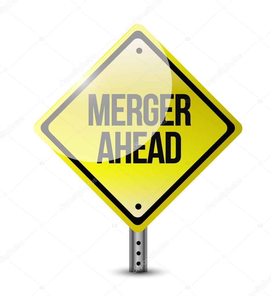 merger ahead road sign illustration design