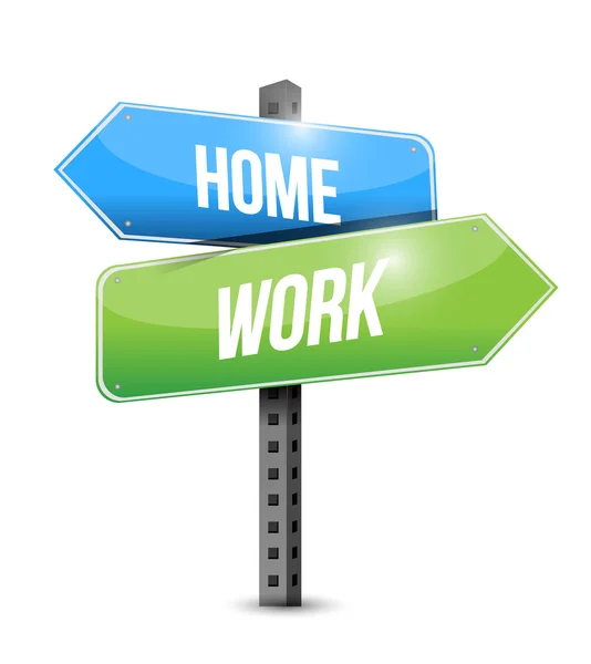 Σπίτι και την εργασία οδικό σημάδι εικονογράφηση σχέδιο — Φωτογραφία Αρχείου