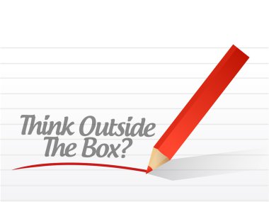 beyaz kağıt üzerine yazılmış kutunun dışında düşünmek