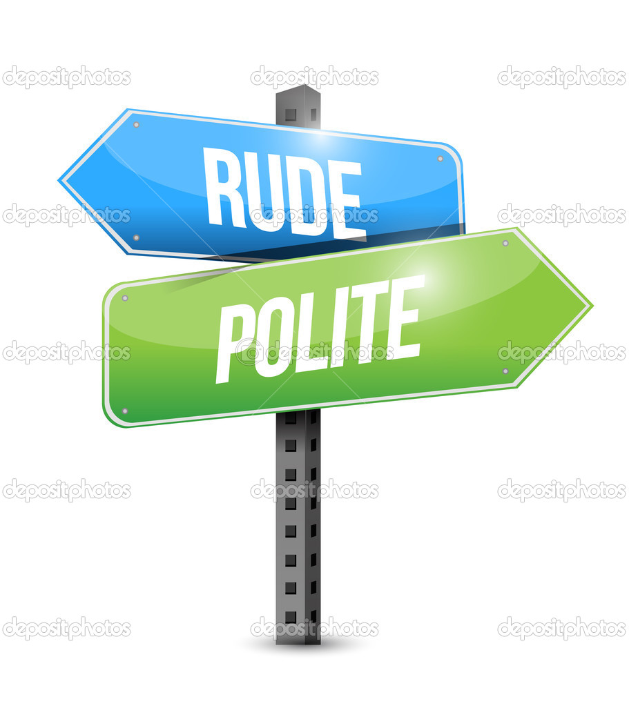 rude versus polite road sign illustration design
