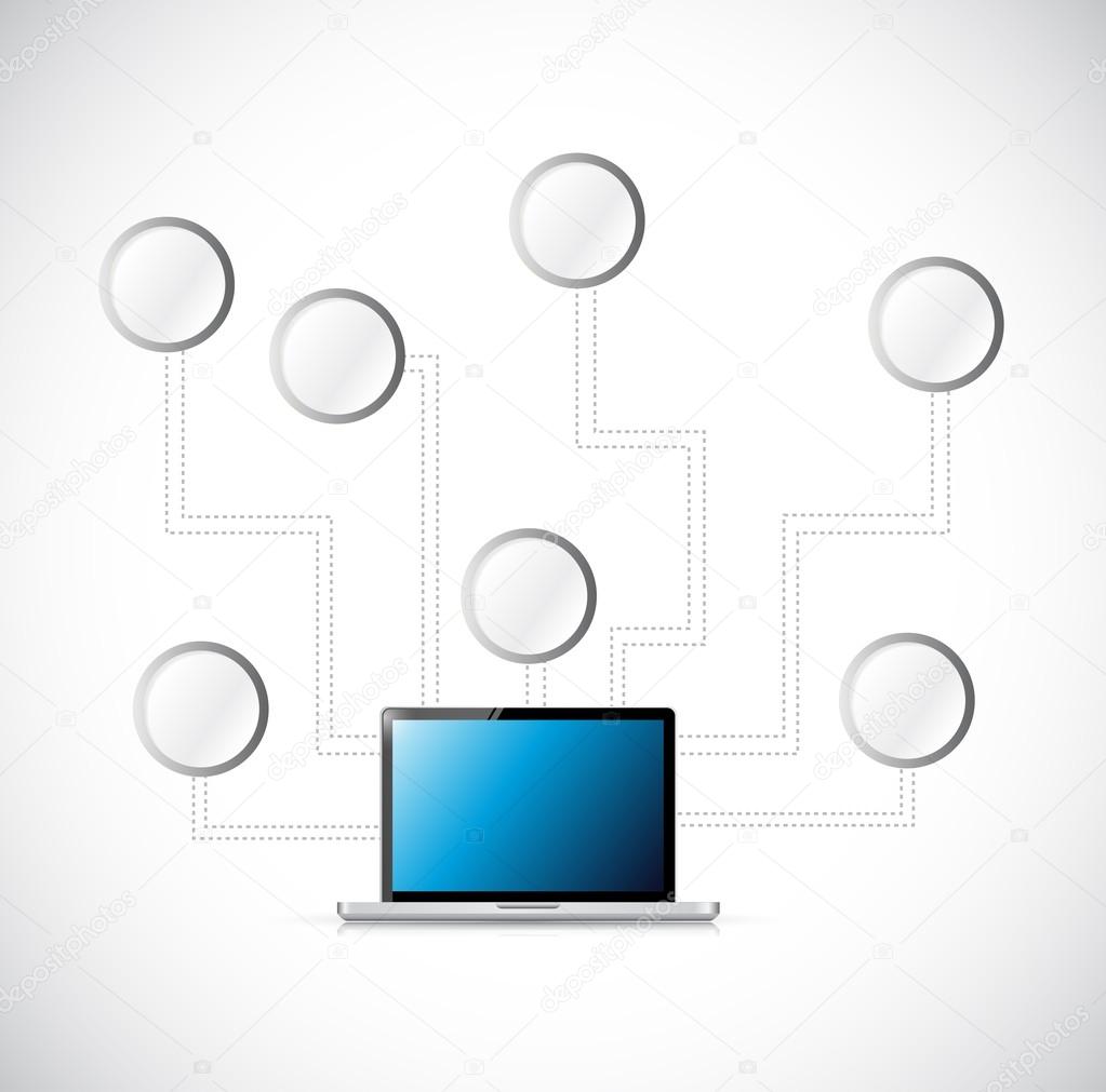 laptop empty diagram network illustration