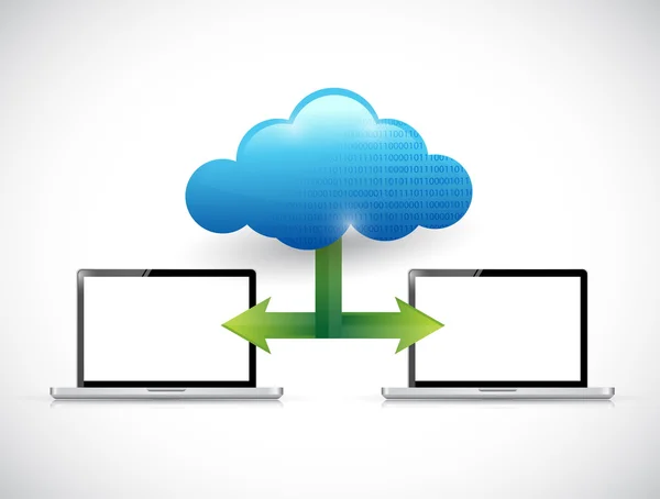 Laptop cloud computing network illustration design — Stock Photo, Image