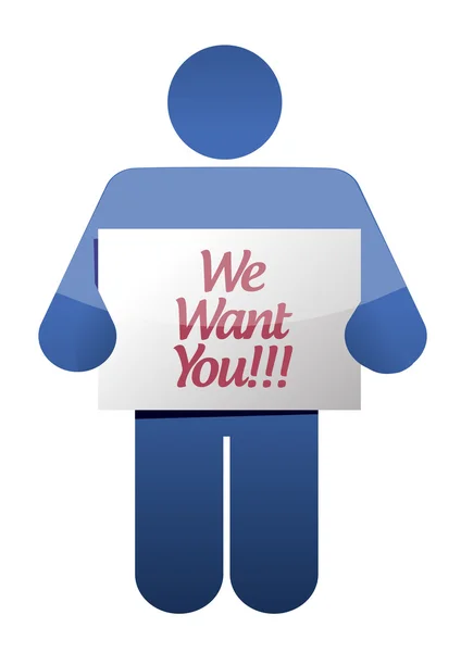 We want you message illustration design — Stock Photo, Image