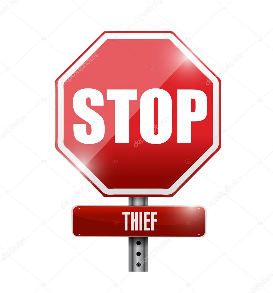 Thief stop road sign illustration design