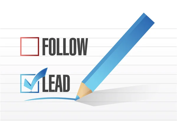 Lead over follow. check mark selection. — Stock Photo, Image