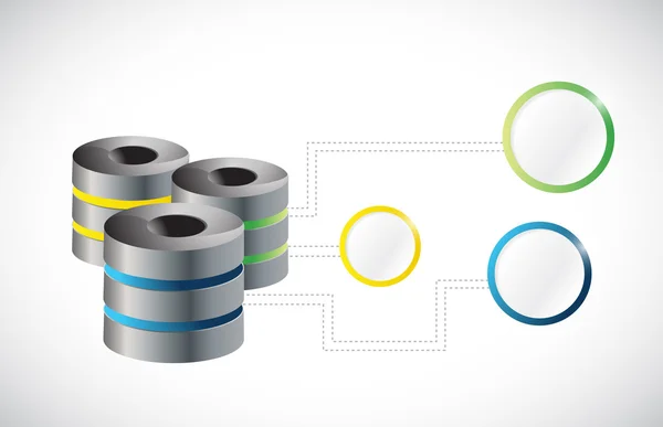 Illustrazione del diagramma di rete del server dati — Foto Stock