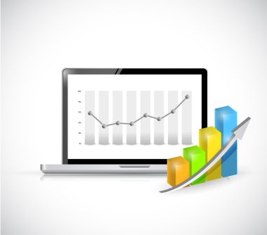 laptop ve iş grafik illüstrasyon tasarımı